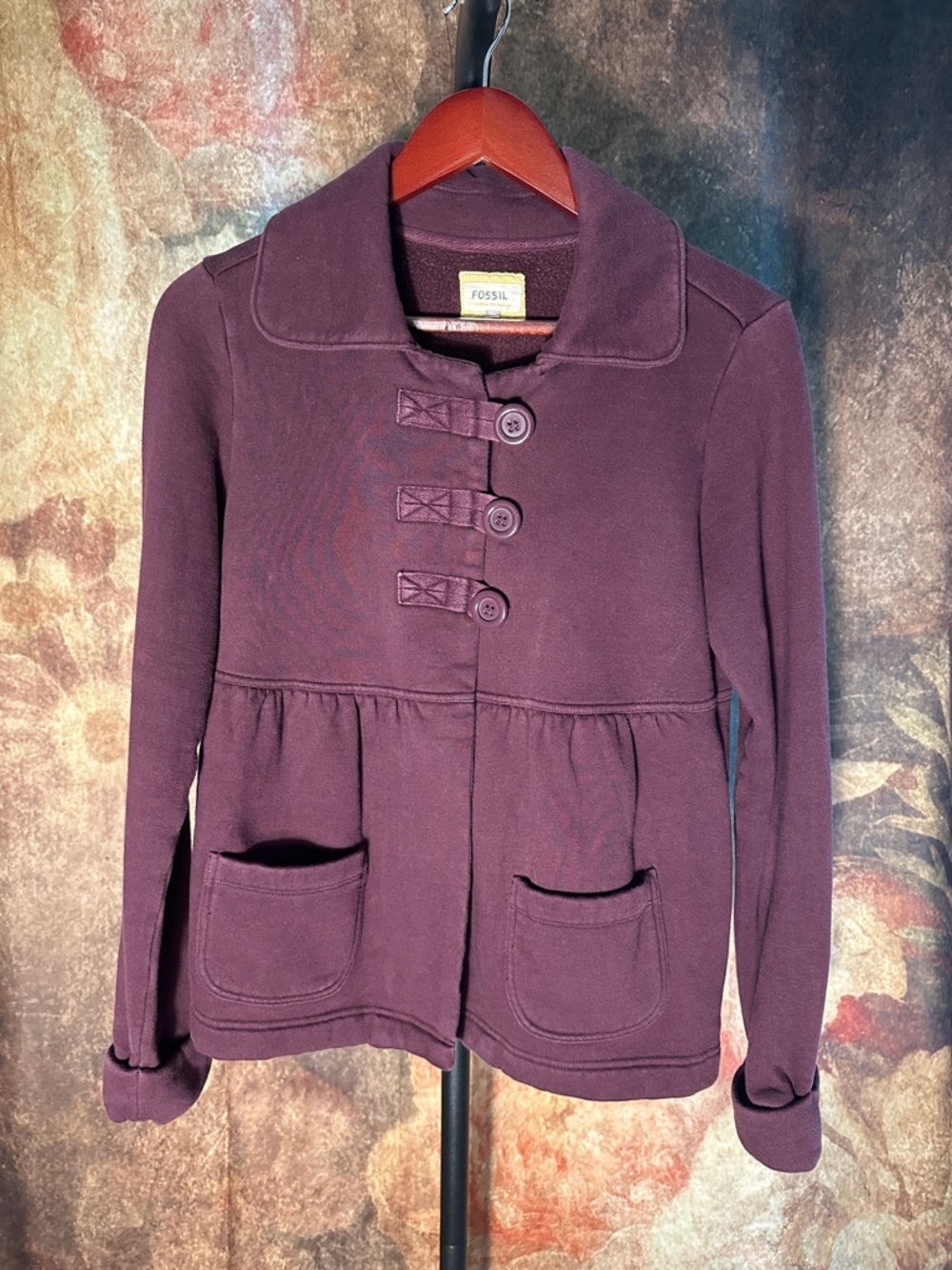 Fossil Burgundy Peplum Jacket